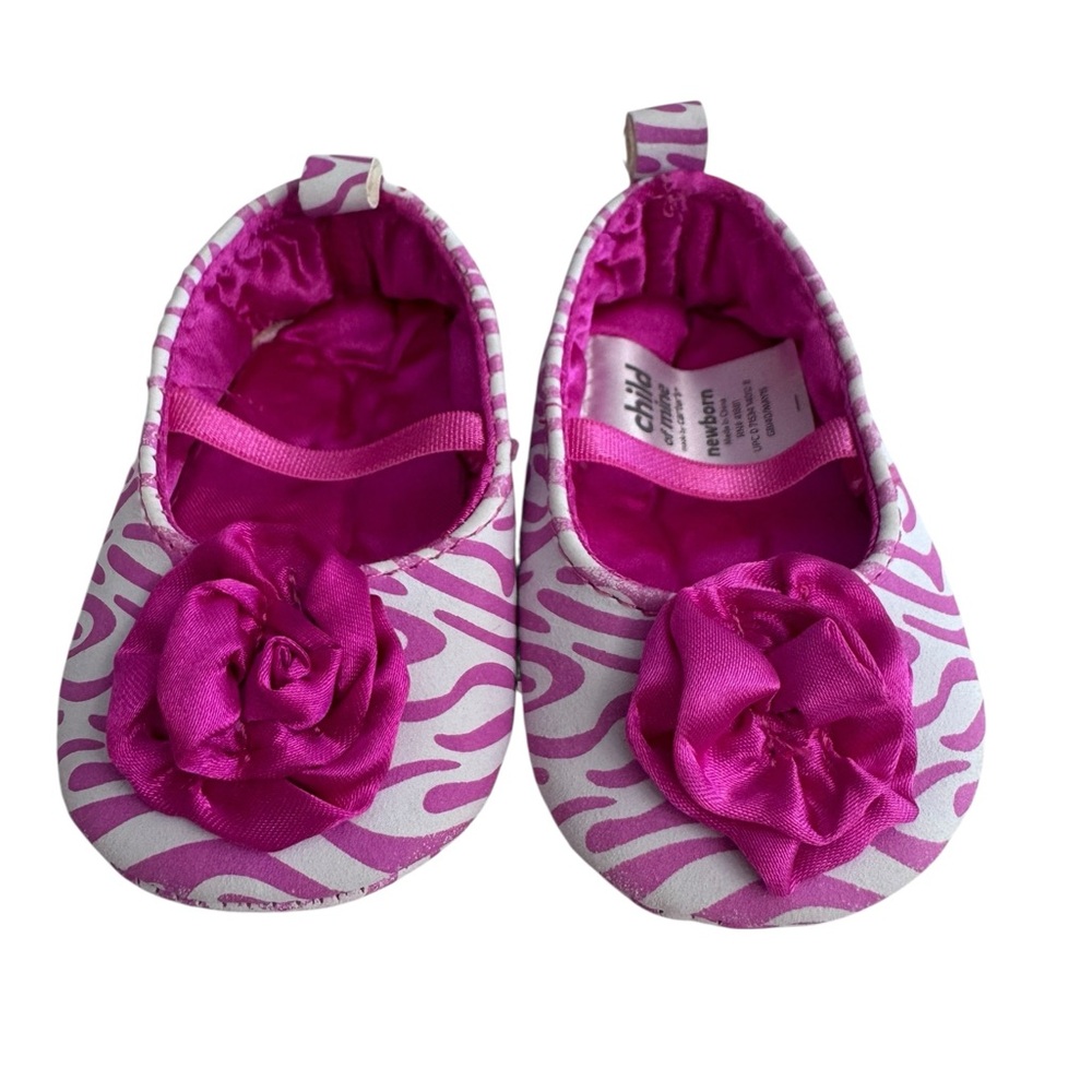 Carter’s Child of Mine newborn pink & white zebra striped shoes